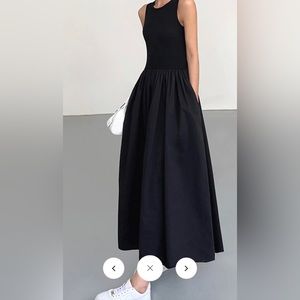 NWT Commense black midi dress with pockets, size medium